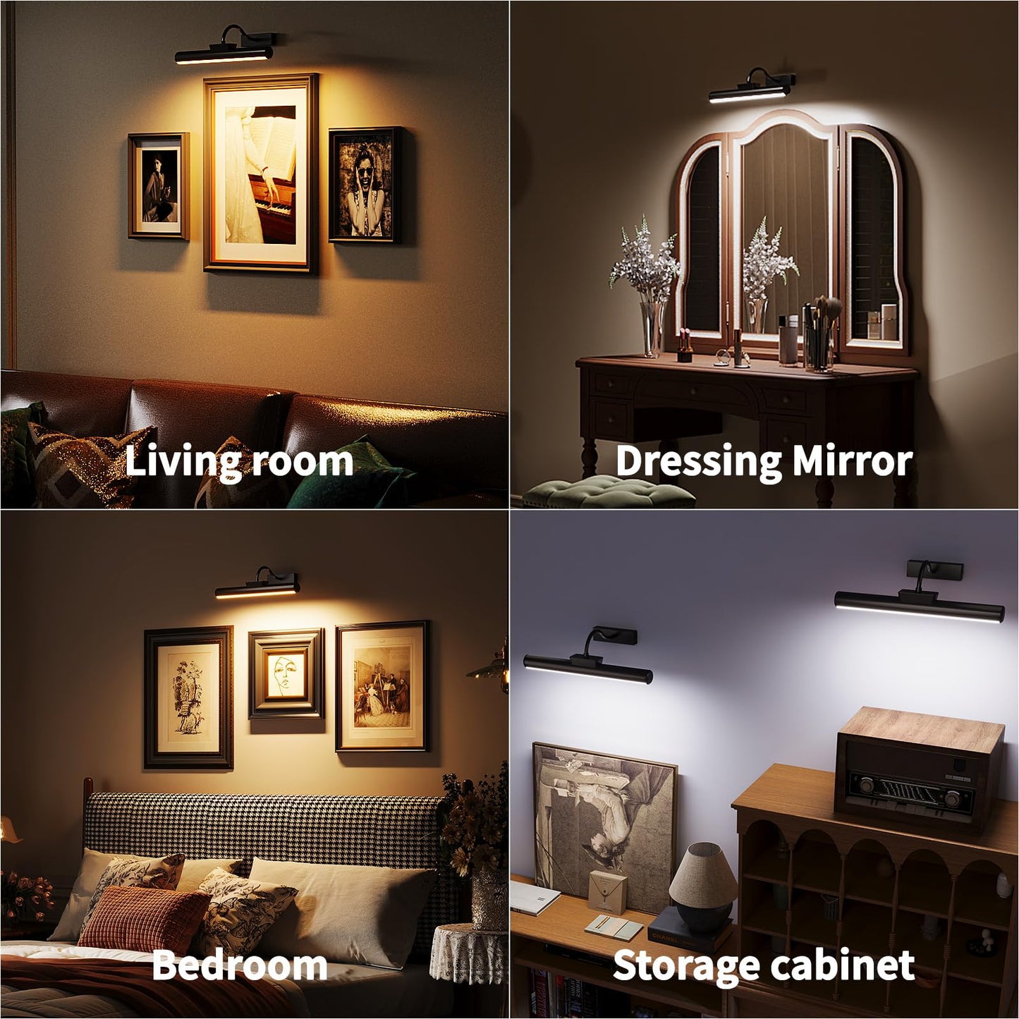 Skairipa Picture Light With Remote 16In Battery Operated Picture Lights For Wall 5000Mah 3 Color Modes And Dimmable Led Art Lighting With Timer For discomfort-reducingting Frame Gallery (Black-1Pack)