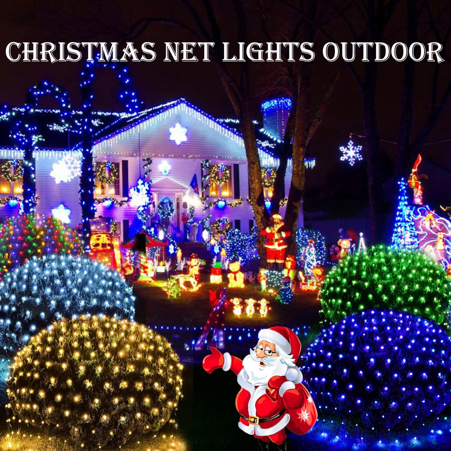 Lithome 21Ft X 5Ft Christmas Net Lights Outdoor Mesh Lights 360 Led Warm White Net Light 8 Modes Connectable Waterproof Giant Christmas Mesh Light Green Wire For Bushes Garden Yard Party Tree Decor