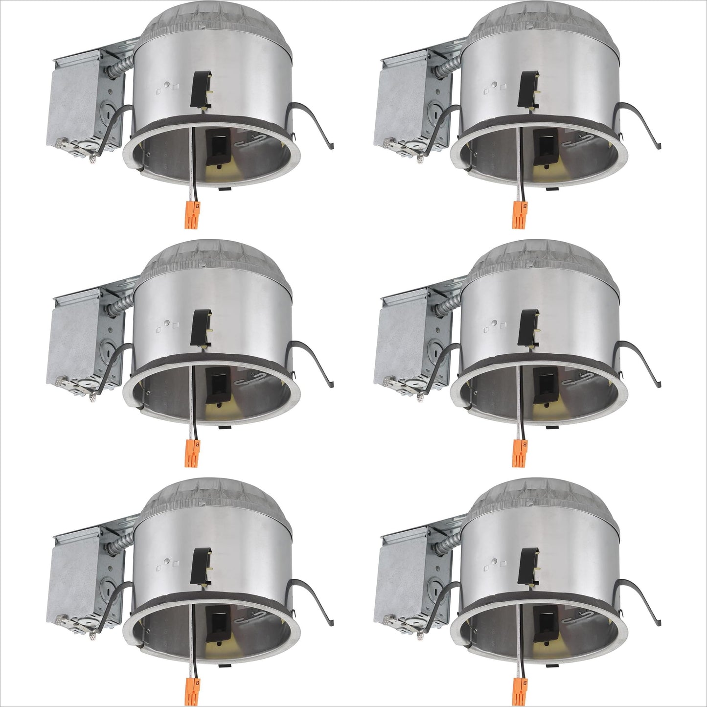 DESIGNERS FOUNTAIN Led Recessed Ceiling Light Housings, 6 Pack 6 Inch IC Shallow Remodel Can Lighting Fixture Housing, 10 AWG Wi