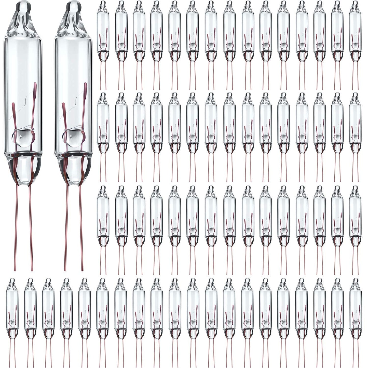 Mudder Mini Christmas Tree Replacement Bulbs, Clear Glass, 3.5V, 100 Count, Pinched Base for Incandescent Lights