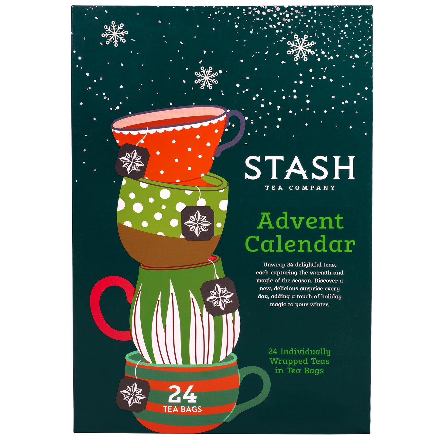 STASH Tea Advent Calendar 2025 – 24 Days Holiday Tea Sampler – Black, Green & Herbal Teas in Cardboard Packaging