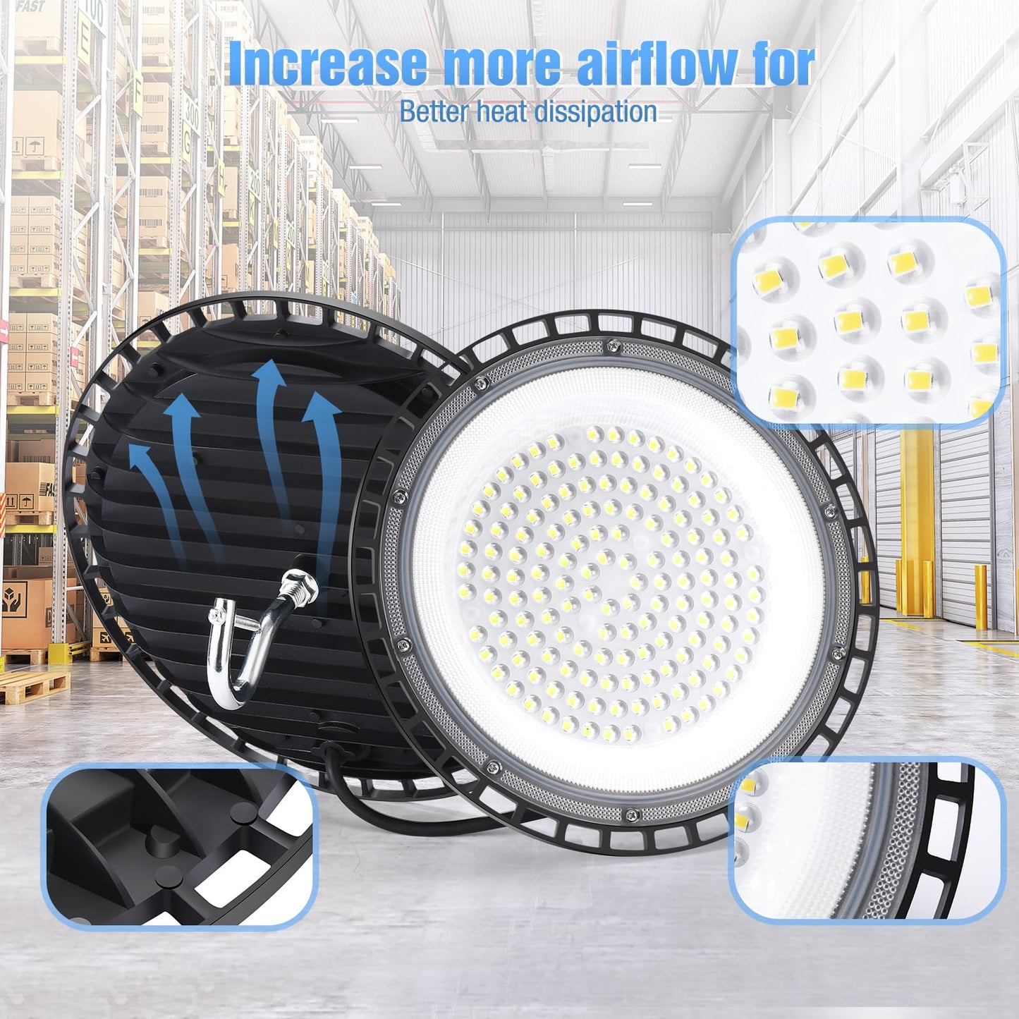 Yanycn 20 Pack 240W Ufo Led High Bay Lights 120Vac Ip66 Waterproof 40000Lm 5000K Daylight 1050W Mh/Hps With Plug Commercial Bay Lighting For Barn Gym Factory Warehouse Shop Workshop Gym