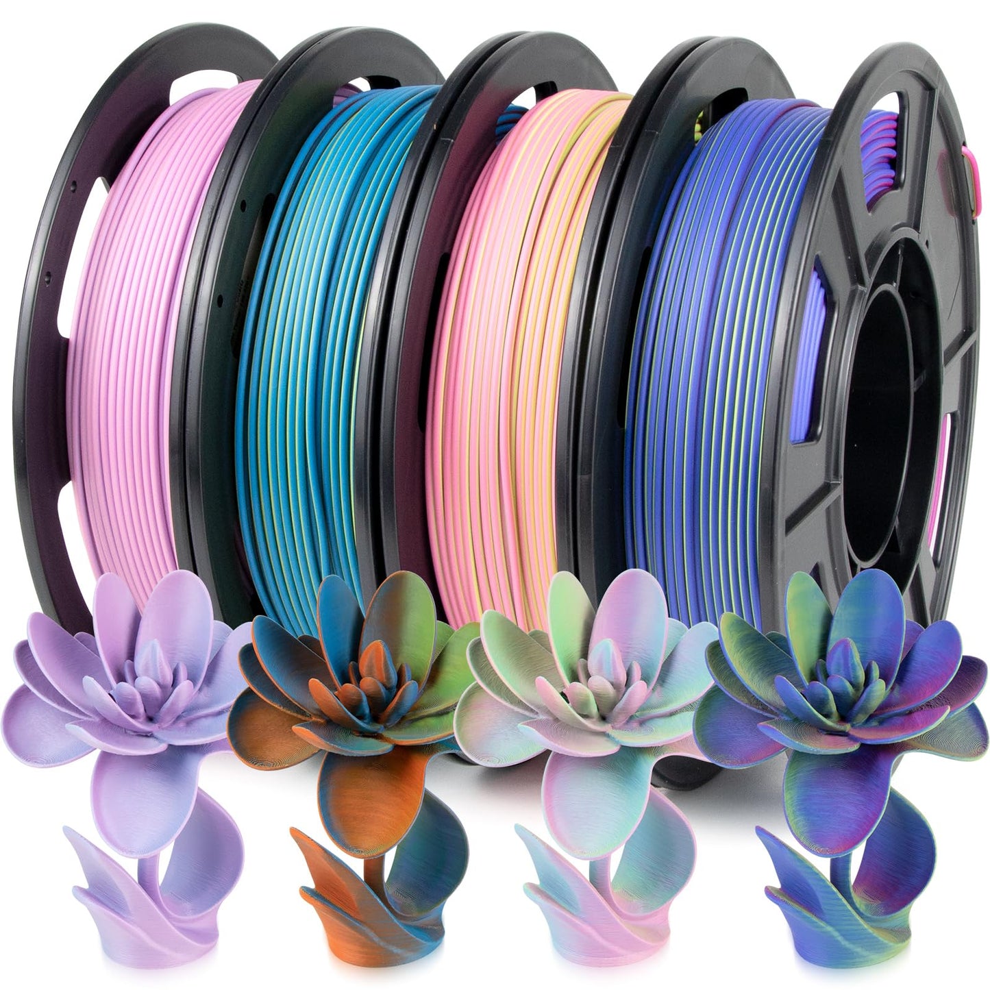 iSANMATE Matte Tri Color Filament Bundle, 3-in-1 Color Rainbow Filament Bundle, 3D Printer Filament Coextrusion 3D Filament, Rap