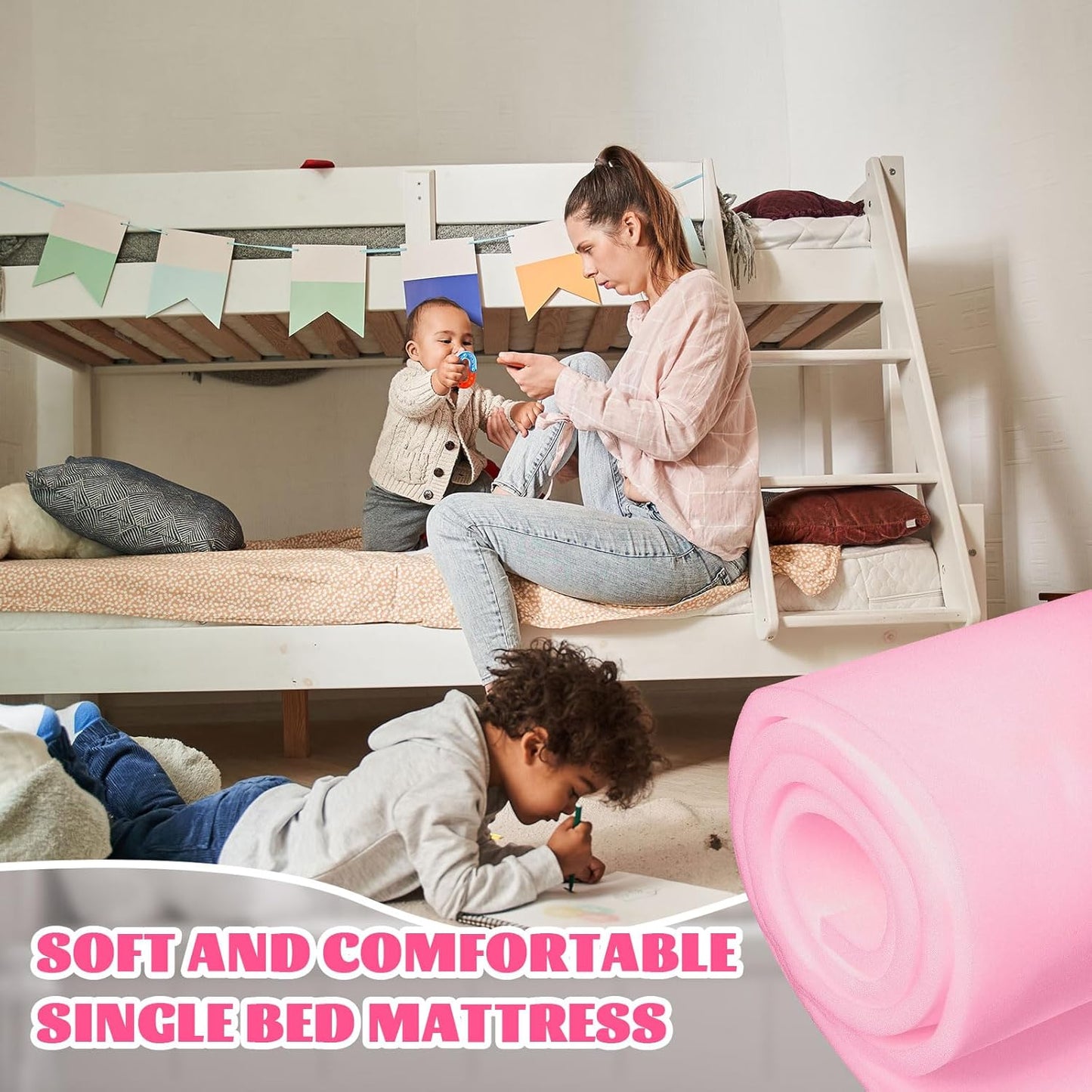 Amylove Polyurethane Foam 24" x 72" High Density Cushion Upholstery Foam Sheet for Seat Replacement DIY Projects Chairs Headboards Sofas Home(1" x 24" x 72",Pink)