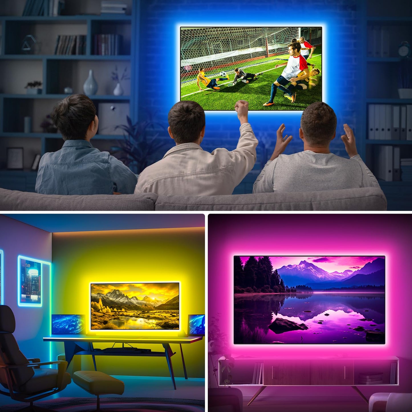Daymeet LED TV Backlight Strip, 9.8ft RGB Color Changing, Music Sync, USB Powered, Model XR-BT02-QC3M-US, Solid Colors