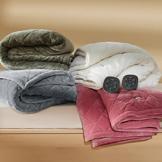 Bedsure Electric Blanket King Size - Dual Control Heated Weighted Blanket King with 10 Heat Settings, Fast Heating with 10 Time Settings (100x90 inches, Olive Green)