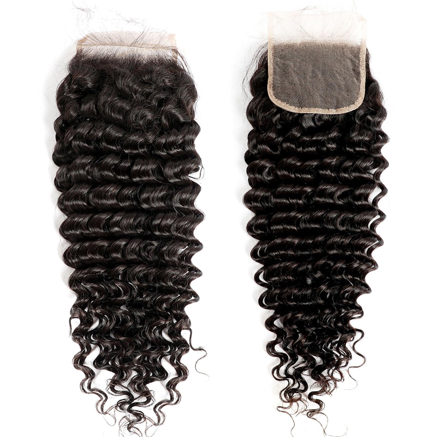 DSEKCAIN Closure Human Hair 5x5 HD Lace Closure Human Hair Clsoure Deep Wave Transparent HD 5x5 Lace Closure Deep Curly Closure