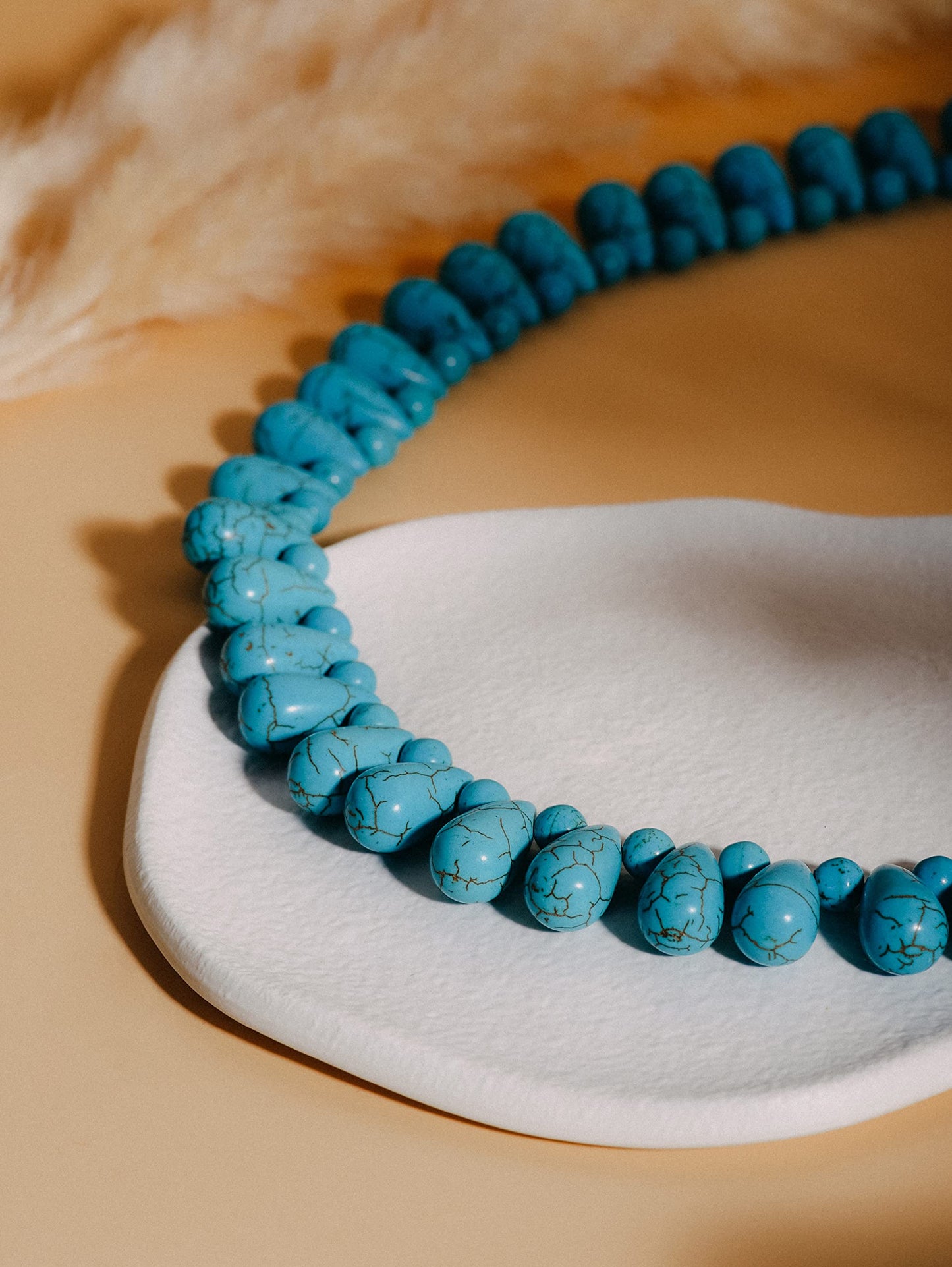 MINACHI Bohemian Chunky Vintage Created Turquoise Teadrop Beads Necklace, Boho Summer Statement Jewelry Gift for Women
