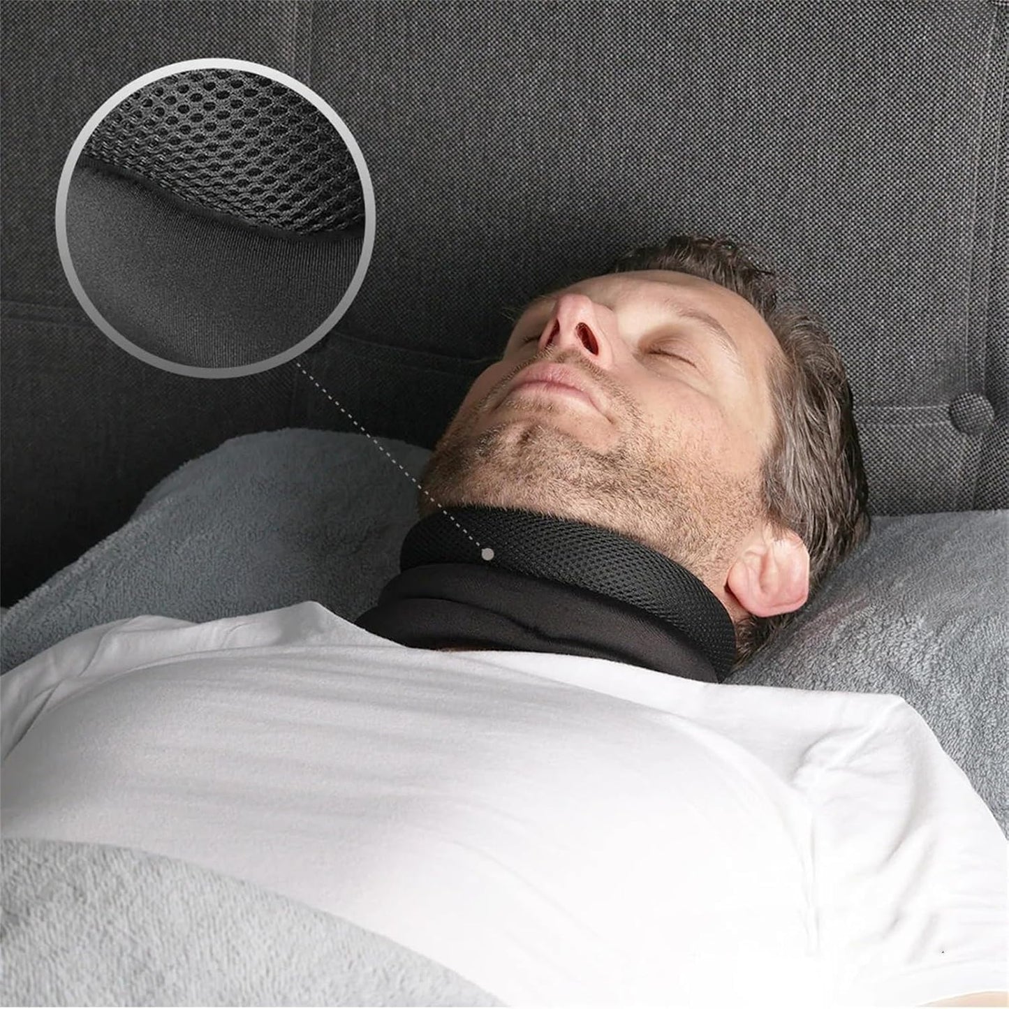 Oprtuisi Anti-Snoring Neck Support, Adjustable Soft Foam Neck Brace, Ergonomic Design for Sleep, Men & Women