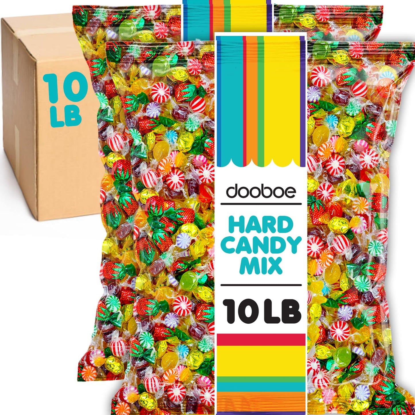 Dooboe Hard Candy Assortment - 10 Pounds - Big Bulk Hostess Candies - Mixed Flavor Sweets for Offices Breakrooms Gifting