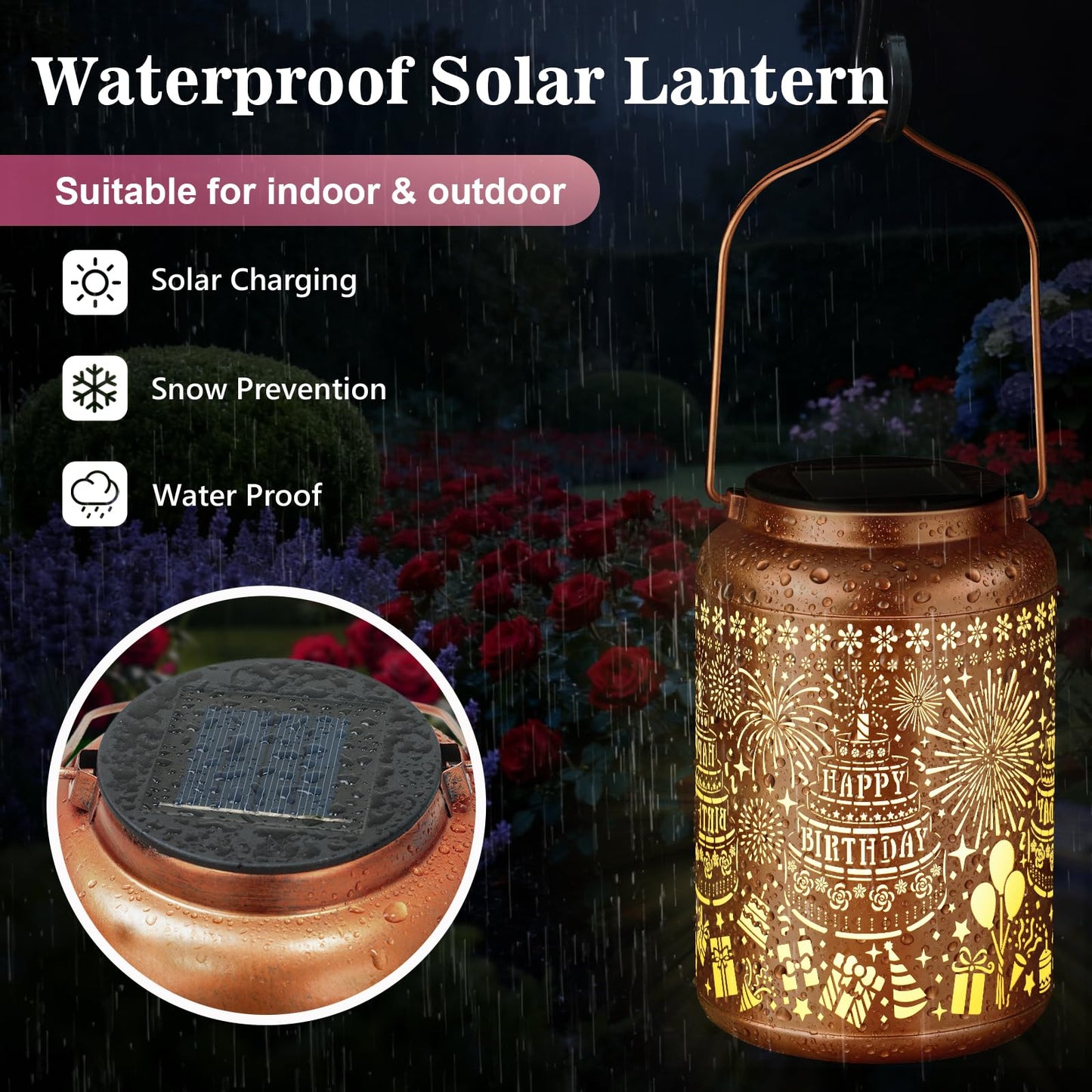 Birthday Gifts For Women Mom Grandma Happy Birthday Gifts For Women Solar Lantern Outdoor Waterproof Gardening Decor Hanging Solar Lights Yard Decorations Outdoor Backyard Patio