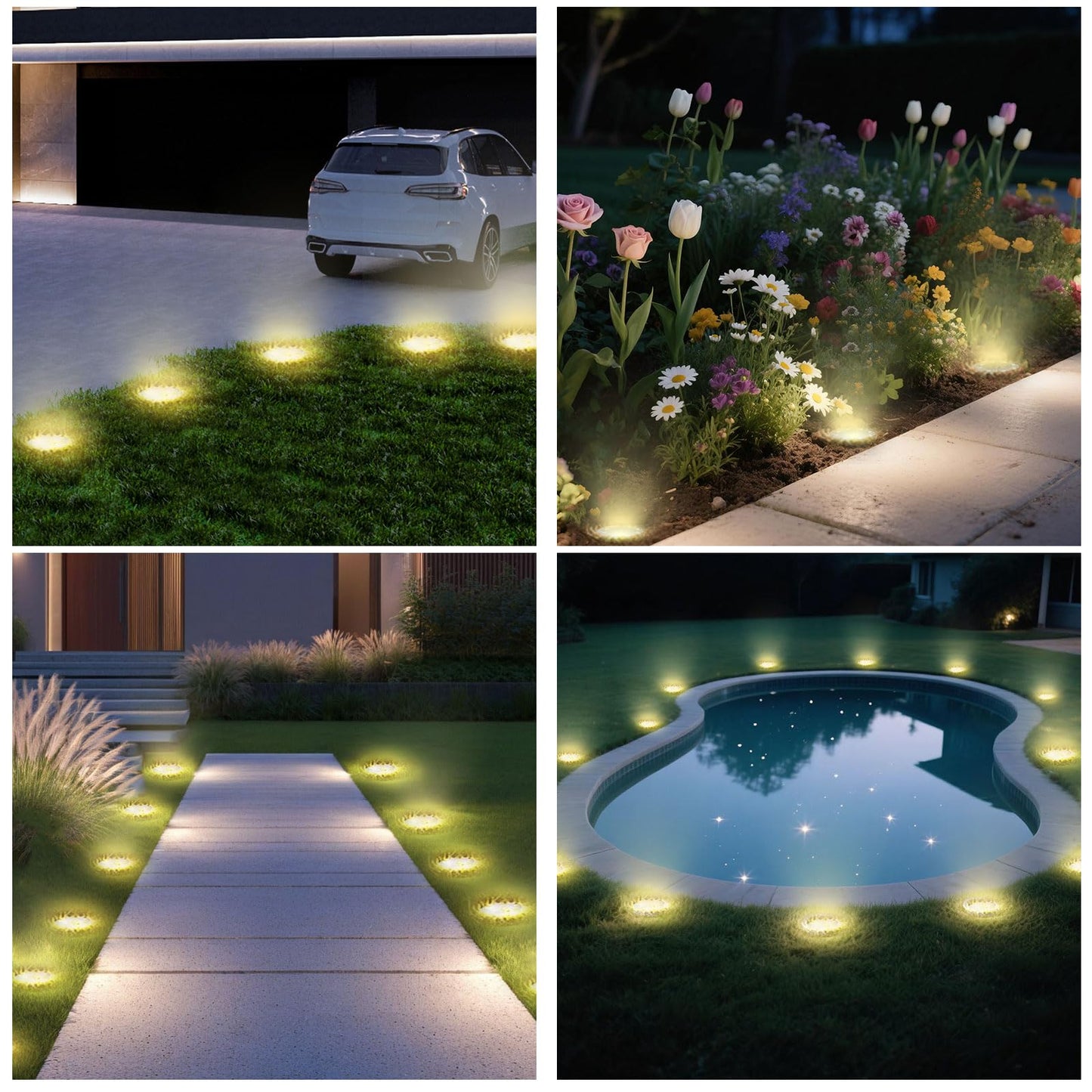 Solar Lights Outdoor 10 Pack Solar Garden Outdoor Waterproof Pathway Lights Bright In-Ground Light Outdoor Lighting Decor For Lawn Patio Yard Driveway Step And Walkway Warm Light