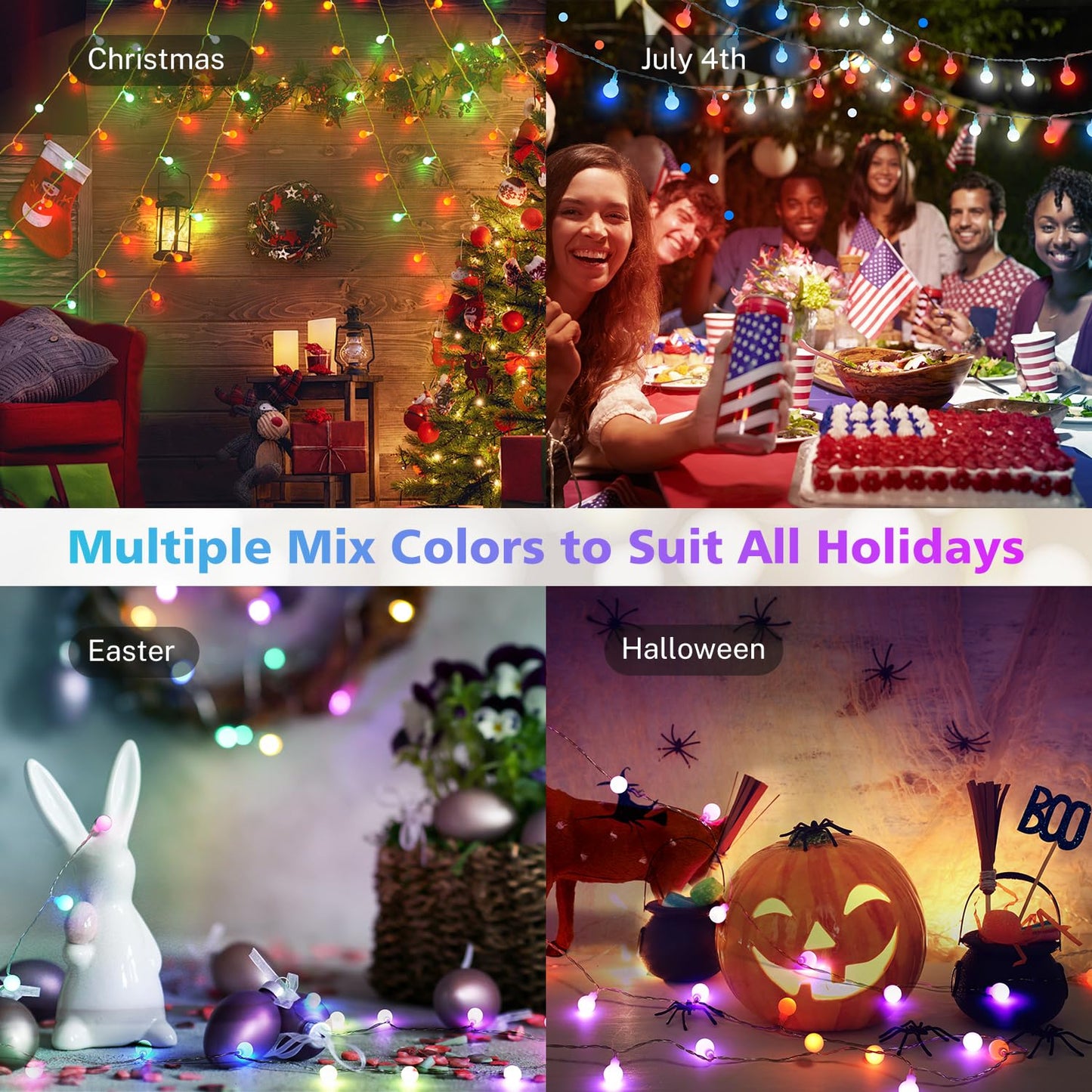 OMIKA Color Changing String Lights, 33FT 60 LEDs, Waterproof Globe Lights with Remote, Model MKR-BO-27