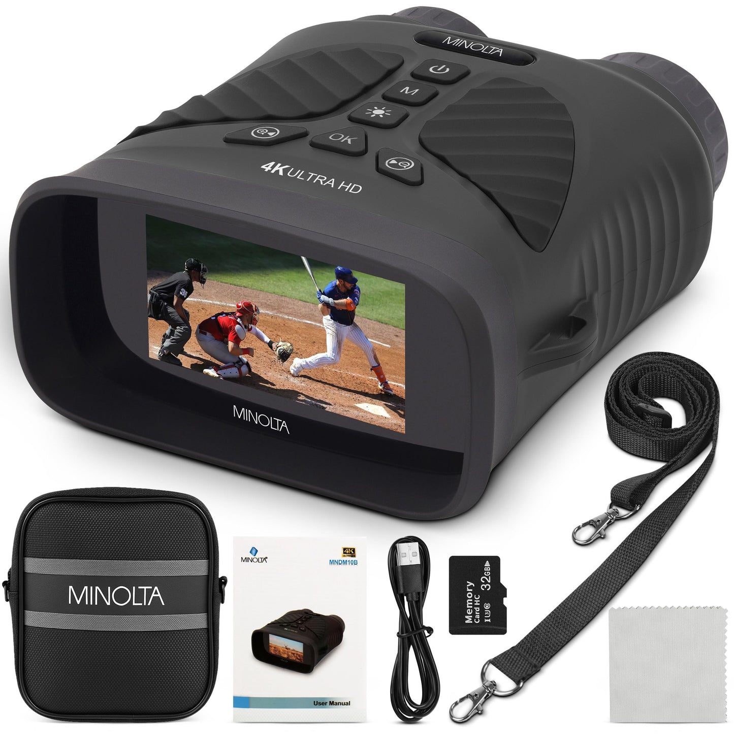 Minolta 10x25 Digital Night Vision Monocular w/Built-in 4K HD Video Camera (Black)