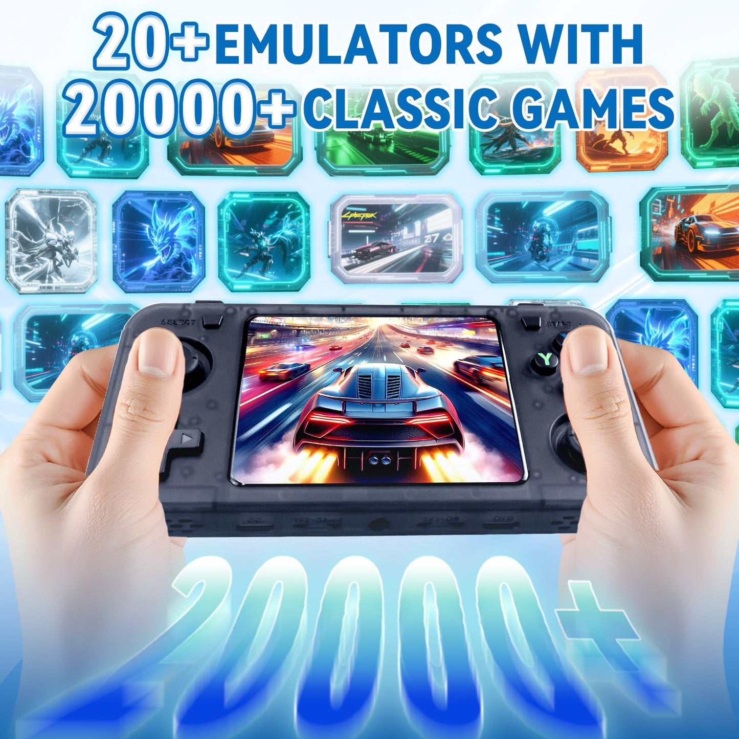 Forlarme R36H Retro Handheld Gaming Console - Equipped with Open Source Linux System,Over 20,000 Classic Games, 64GB TF Card, 3.5 - Inch IPS Screen Portable Handheld Console, Gifts for Adult (Black)