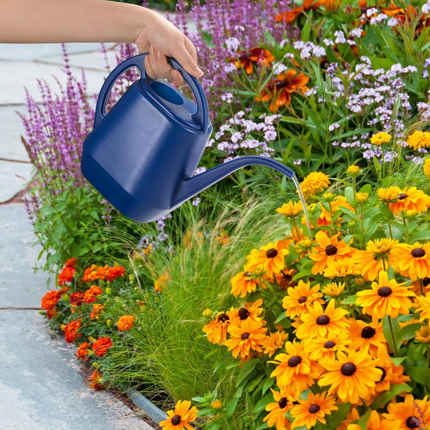 Fasmov Watering Can, 1/2 Gallon Plastic Watering Cans with Comfortable Handle, Small Garden Watering Cans Long Spout for Indoor Outdoor Watering Plants, Blue