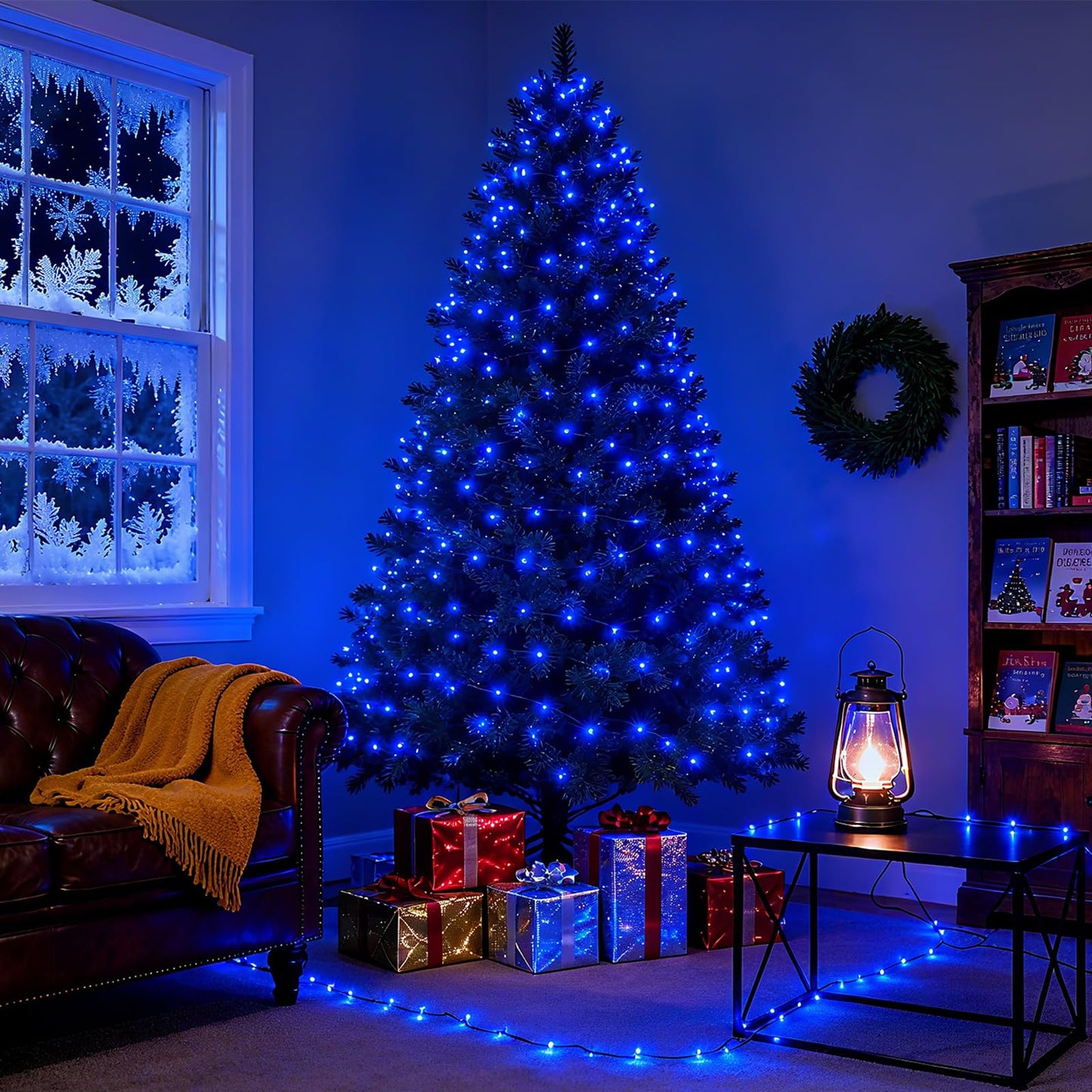 Vtechology 500 Led Blue Christmas Tree Light Plug In Connectable 170Ft String Lights With 8Modes Ul Certified Outdoor Indoor For Halloween Holiday Bedroom Party Decor