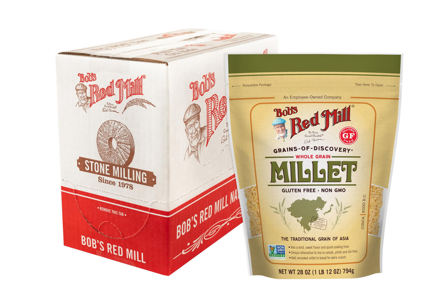 Bob s Red Mill Whole Grain Millet, 28oz (Pack of 4) - Whole Grain, Vegan, Kosher