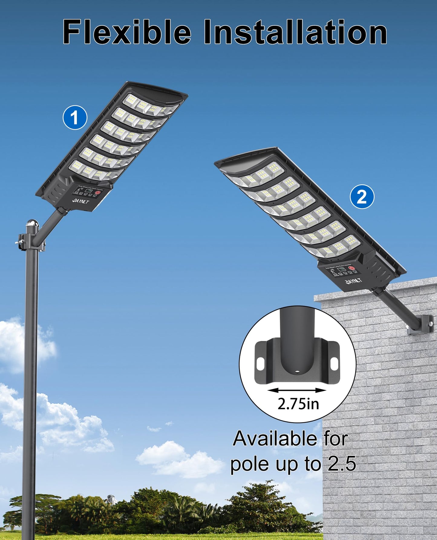 Jaynlt Solar Lights Outdoor 5 Lighting Modes Solar Flood Security Light With Motion Sensor & Dusk To Dawn&Remote 7000K Street Lamps For Yard Entryway Garage - 4Pack