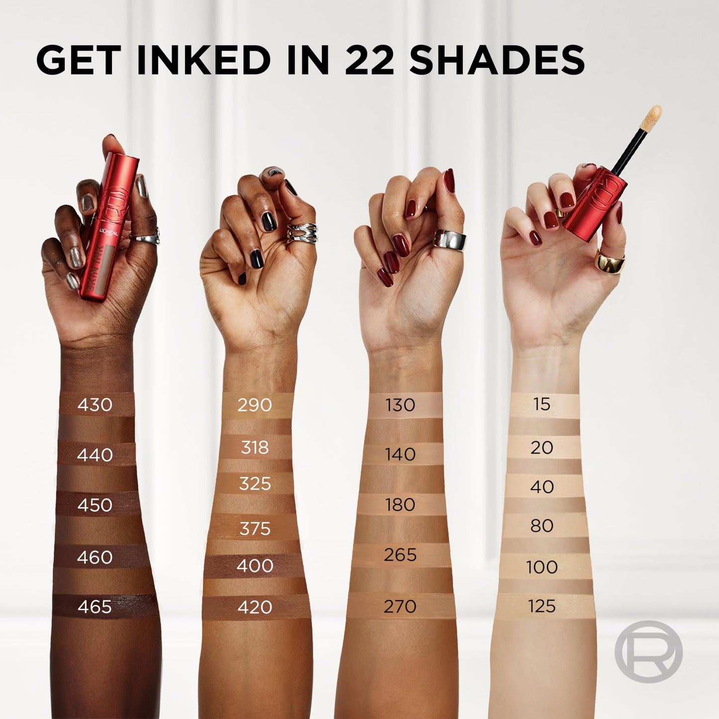 L'Oreal Paris Infallible Skin Ink 2-in-1 Foundation Concealer Hybrid Face Makeup, up to 48HR Transfer-Resistant with Buildable L