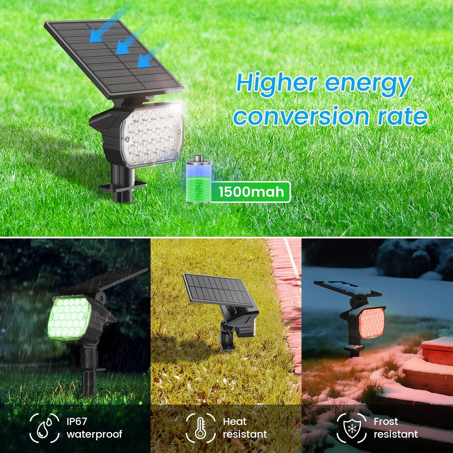VOLISUN Solar Spot Lights, 27 LED, IP67 Waterproof, 2 Pack, Multicolor, Model 21464