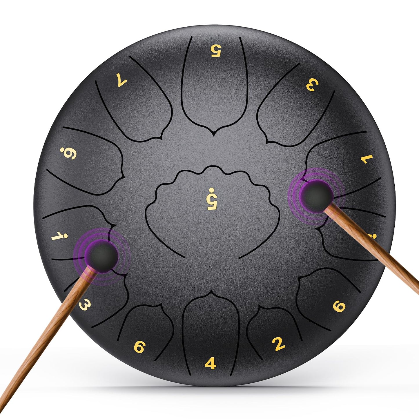 Professional Steel Tongue Drum for Adults & Kids - 12 inch Hand Percussion Instrument Rain Drum with 13 Notes for Yoga, Meditati