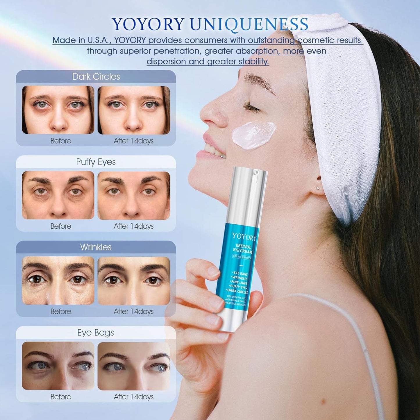 Retinol Under Eye Cream - Anti Aging Eye Cream for Dark Circles and Puffiness, Wrinkles, Fine Lines Eye Bags Treatment Skin Care Hydrates & Lifts (20ml)