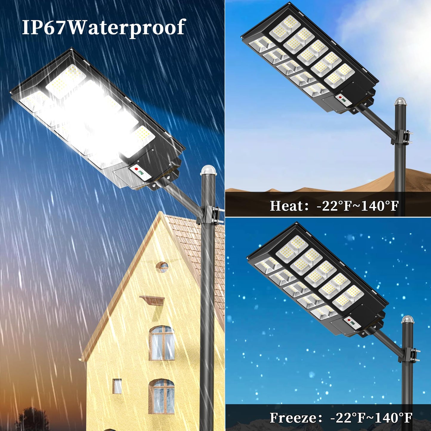 Ofuray Solar Street Lights - 400000Lm, 6000W, Black, Waterproof LED, Remote Control, Model Of-6000W