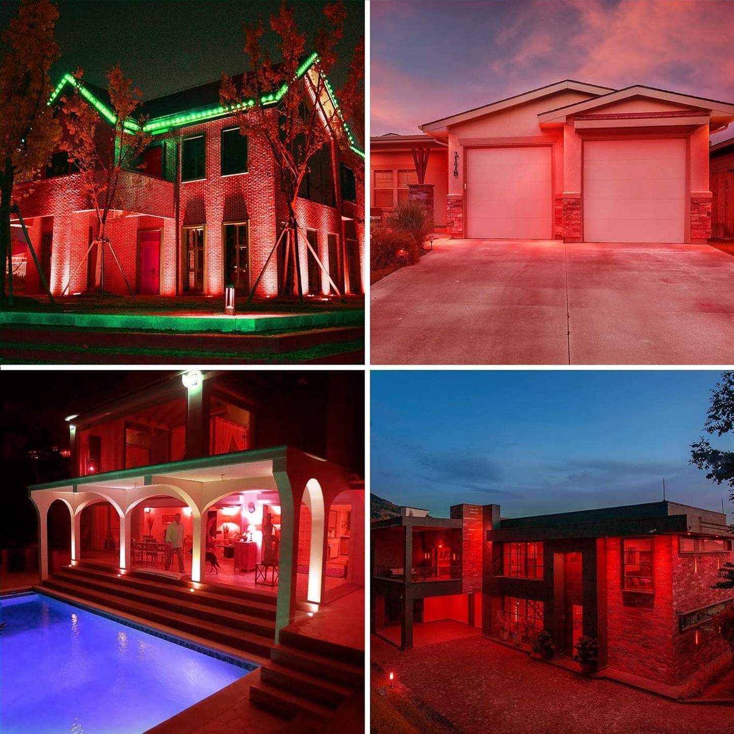 Gonhom Par38 Flood Lights Outdoor Dimmable Led Flood Light Bulbs 20W(Equivalent To 200W) E26 Base Outdoor Porch Holiday Lighting Led Flood Light Bulb For Halloween Christmas 4 Pack Red Green