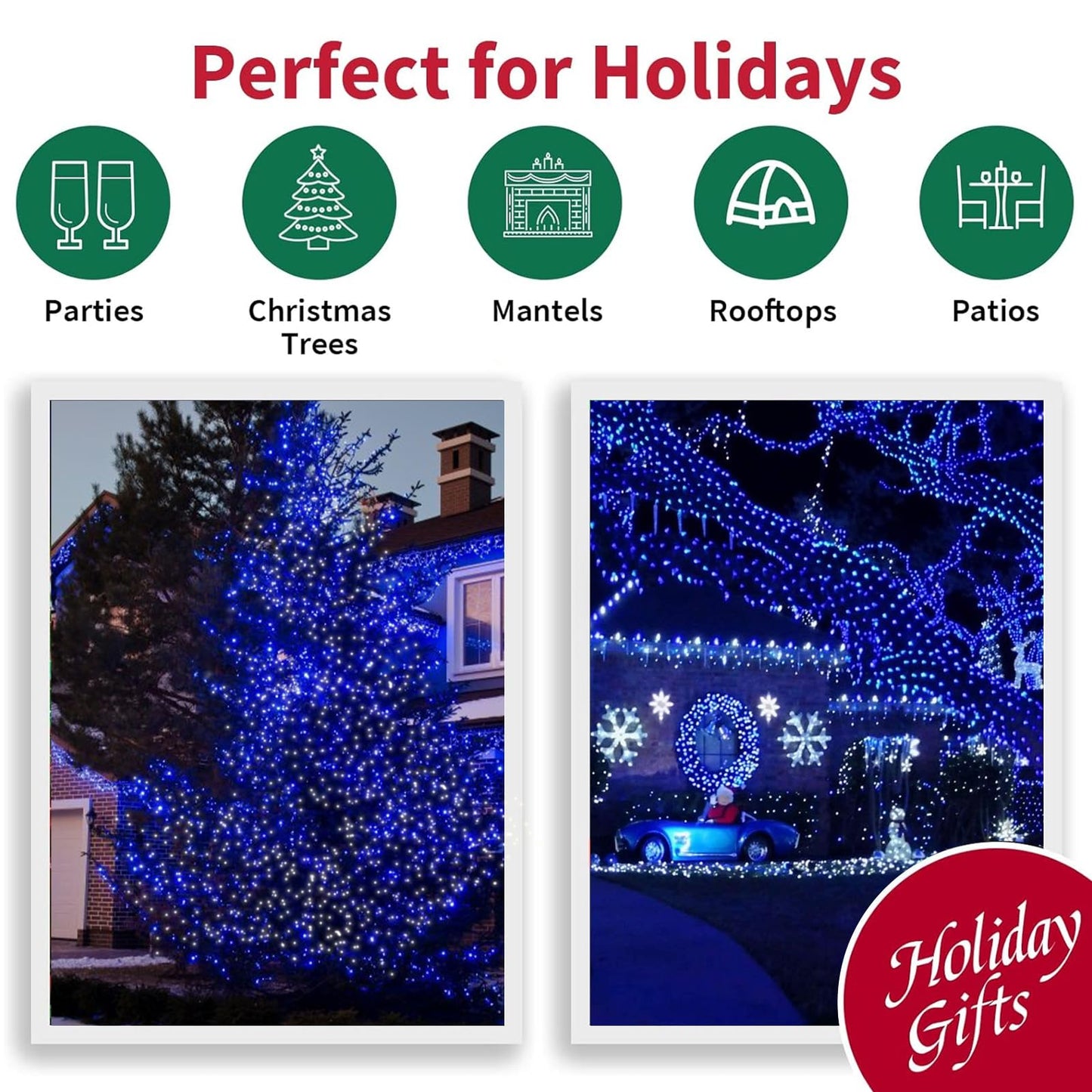 Lamphome Blue Clear Christmas String Lights 100 Ct 20Ft Incandescent Mini Fairy Lights Set Ul Certified Green Wire Lights For Indoor Outdoor Halloween Holiday Home Xmas Tree Patio D?Cor