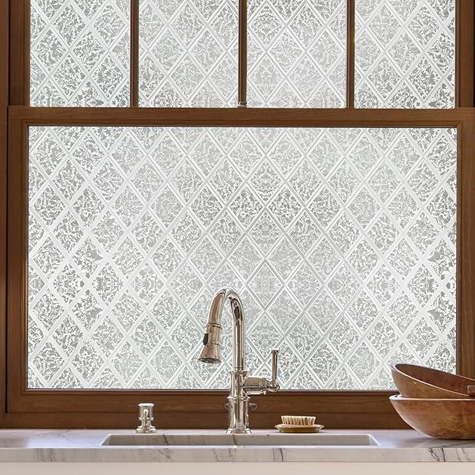 Window Privacy Film, Removable Static Cling, Stained Glass Decorative Window Film, Vinyl Covering for Home Kitchen Living Room, Gleaming Wings, 17.3" x 78.7"