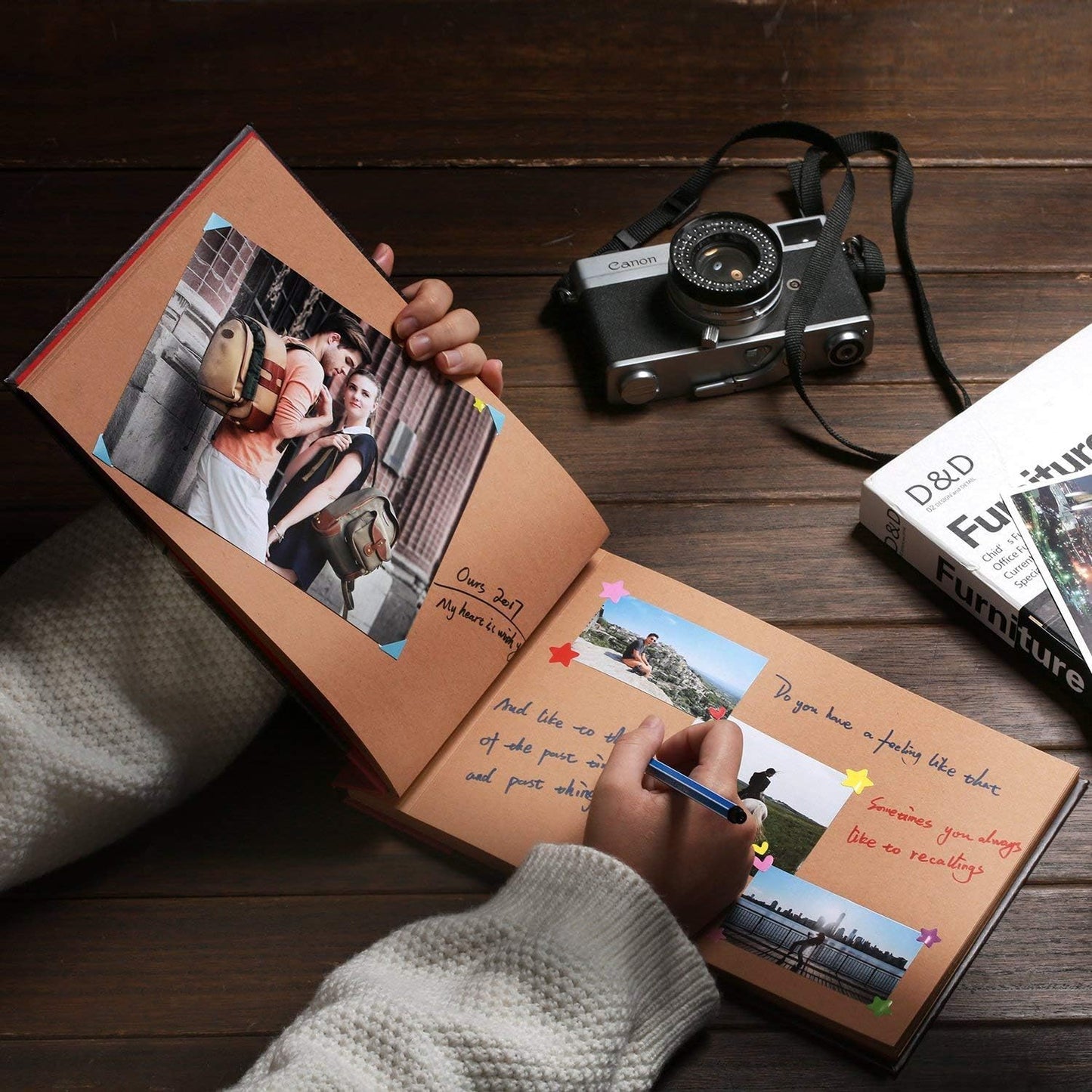 Adventure Book Diary Photo Scrapbook, Hard Cover Movie Style Scrapbook for Anniversary, Wedding, Travelling, Birthday, Christmas