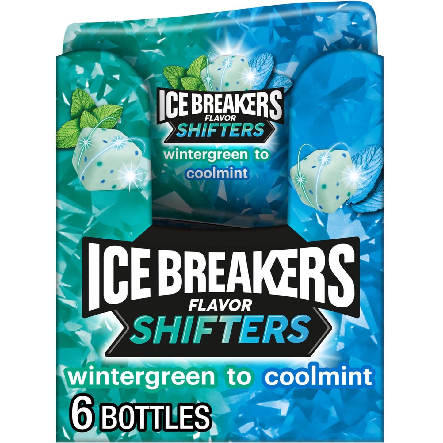 ICE BREAKERS Flavor Shifters Wintergreen to Coolmint Flavored Sugar Free Chewing Gum Bottles 3.24 oz (40 Pieces 6 Count)