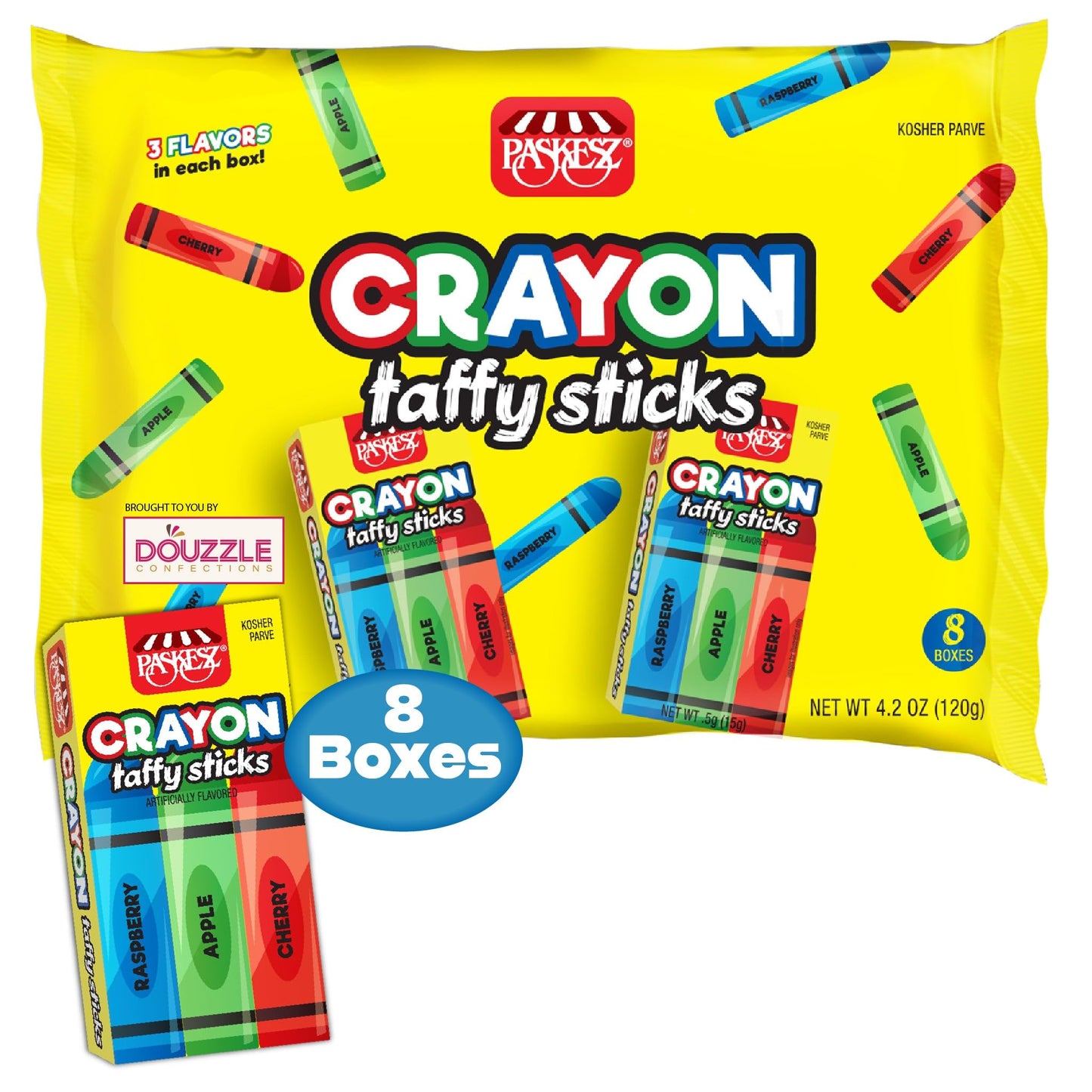 DOUzzle Holiday Treats, Christmas Stocking Stuffers, Edible Crayons Taffy Sticks Candy for Marines MRE, Funny Gag Gift & School