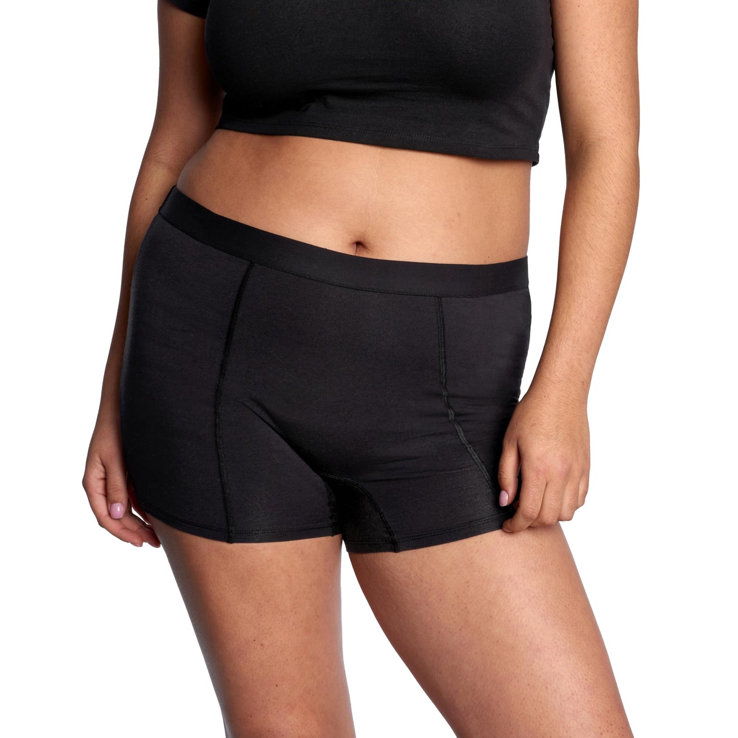 Thinx Ultra-Soft Period Underwear, Overnight Boy-Shorts Leakproof, Holds Up to 12 Regular Tampons*, Period Underwear for Women, Reusable & Controls Odor, Black, XL