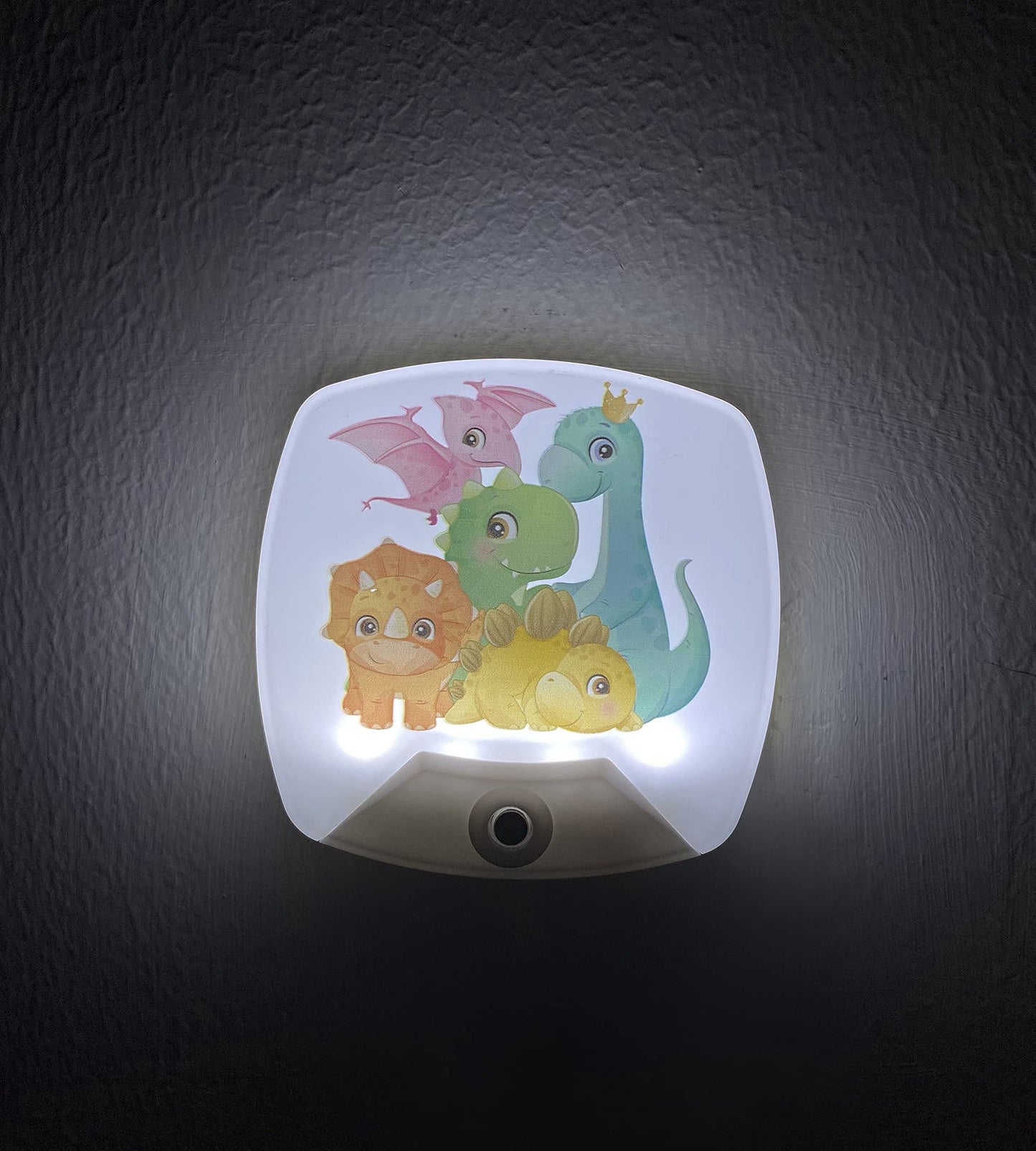 Omeet 2 Pack Cartoon Dinosaur LED Night Light - Auto Sensor Wall Lamp for Kids, Plastic, Model OMNLA0121A, Color Dinosaur A