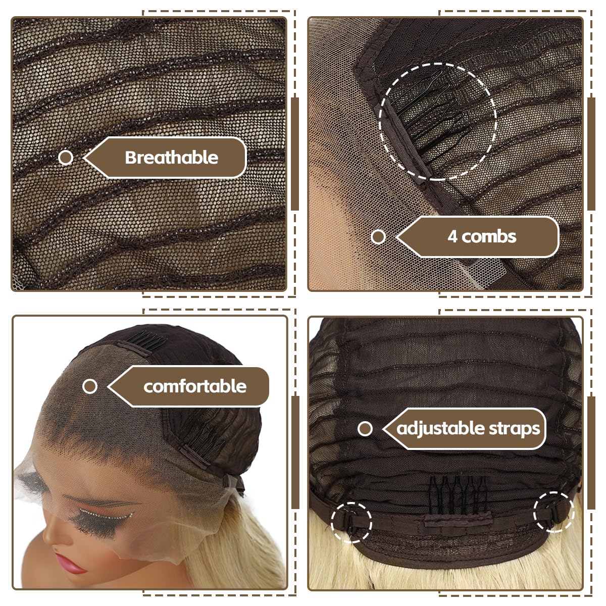 BABEHERS Highlight Blonde Lace Front Wig for Women 13x4 Synthetic Pre-plucked Body Wave Long Wavy wigs 150% Density Heat Resista
