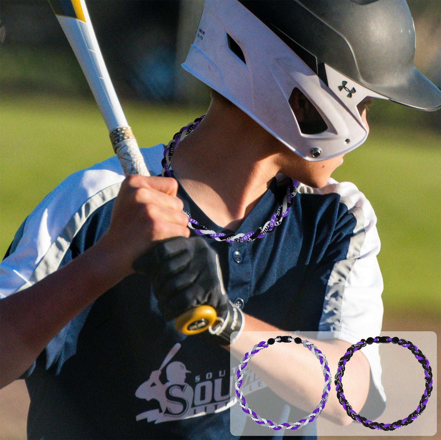 SUPBOMM 3 pcs Baseball Rope Necklaces, League Team Colors Braided Necklace, Baseball Team Gifts, Rockies
