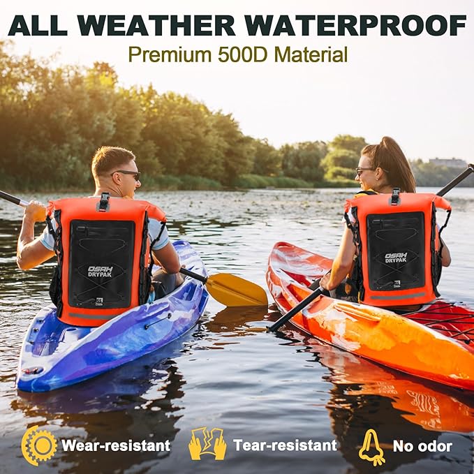 Waterproof Backpack Dry Bag 35L/55L ā Heavy Duty Roll-Top Hiking Backpack Sack Keeps Gear Dry for Travel, Kayaking, Boating, Camping, Rafting and Fishing