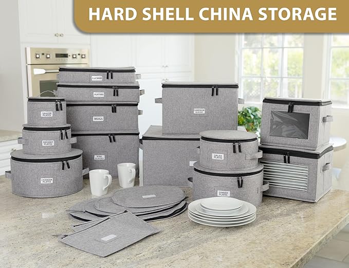 China Storage - Set of 6 Cases for Fine China Accessories Storage - Holds Gravy Boats, Bowls, Small and Big Platters