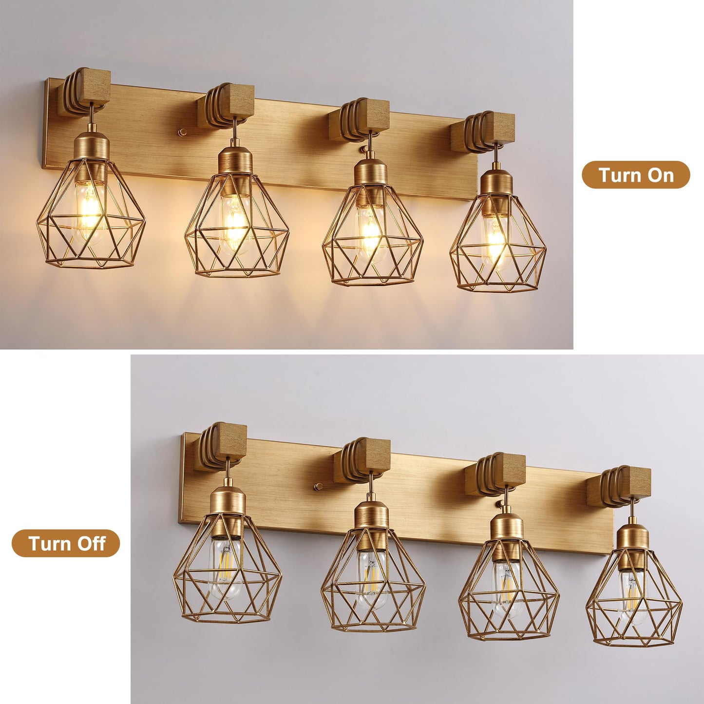 Bathroom Gold Vanity Light Fixtures 4-Light Gold Bathroom Light Fixtures Over Mirror Sconces Wall Lighting With Elegant Metal Lampshade For Living Room Bedroom Hallway
