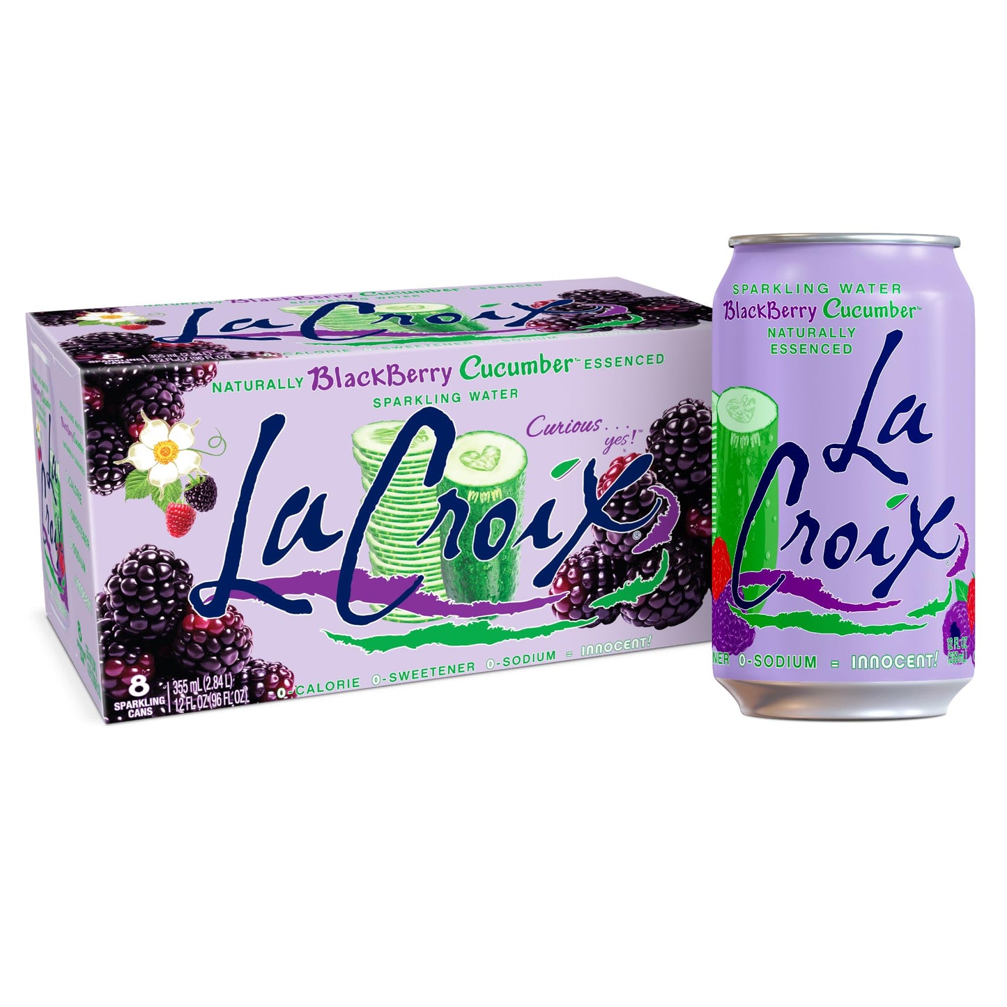 La Croix Sparkling Water Blackberry Cucumber 8-Pack Zero Sugar Zero Calories Zero Sodium