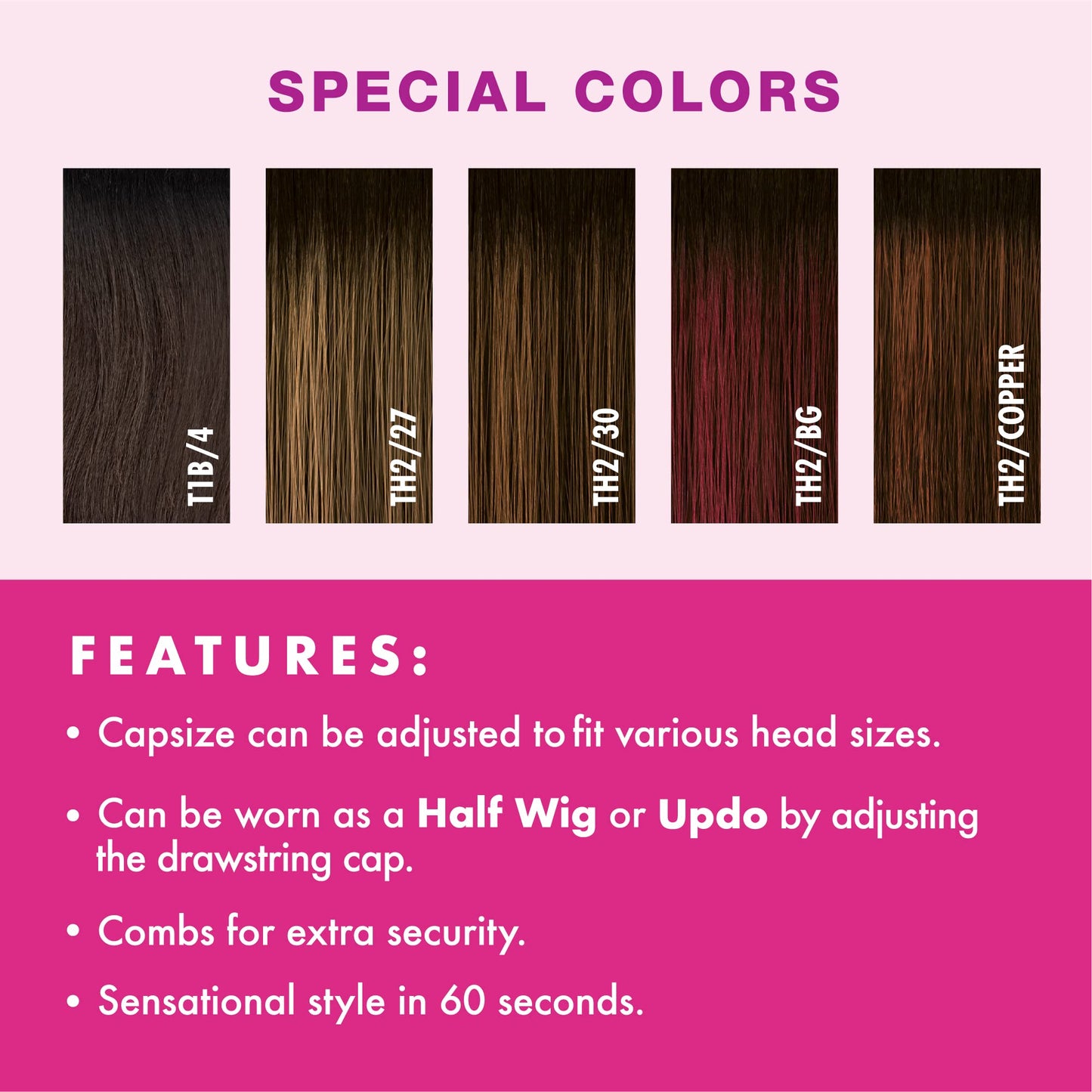 Sensationnel Instant Weave Half Wig - 14 Synthetic Blendwig Adjustable Drawstring for Seamless Hair Blending (1 JETBLACK)