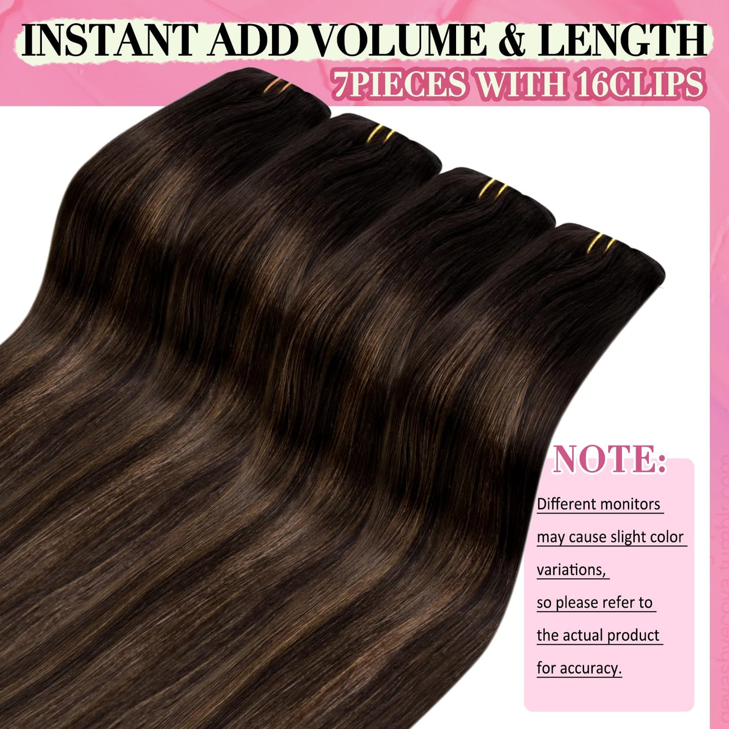 YoungSee 150G Clip in Hair Extensions Balayage Clip on Hair Extensions Dark Brown Mix Medium Brown Highlights Brown Balayage Cli