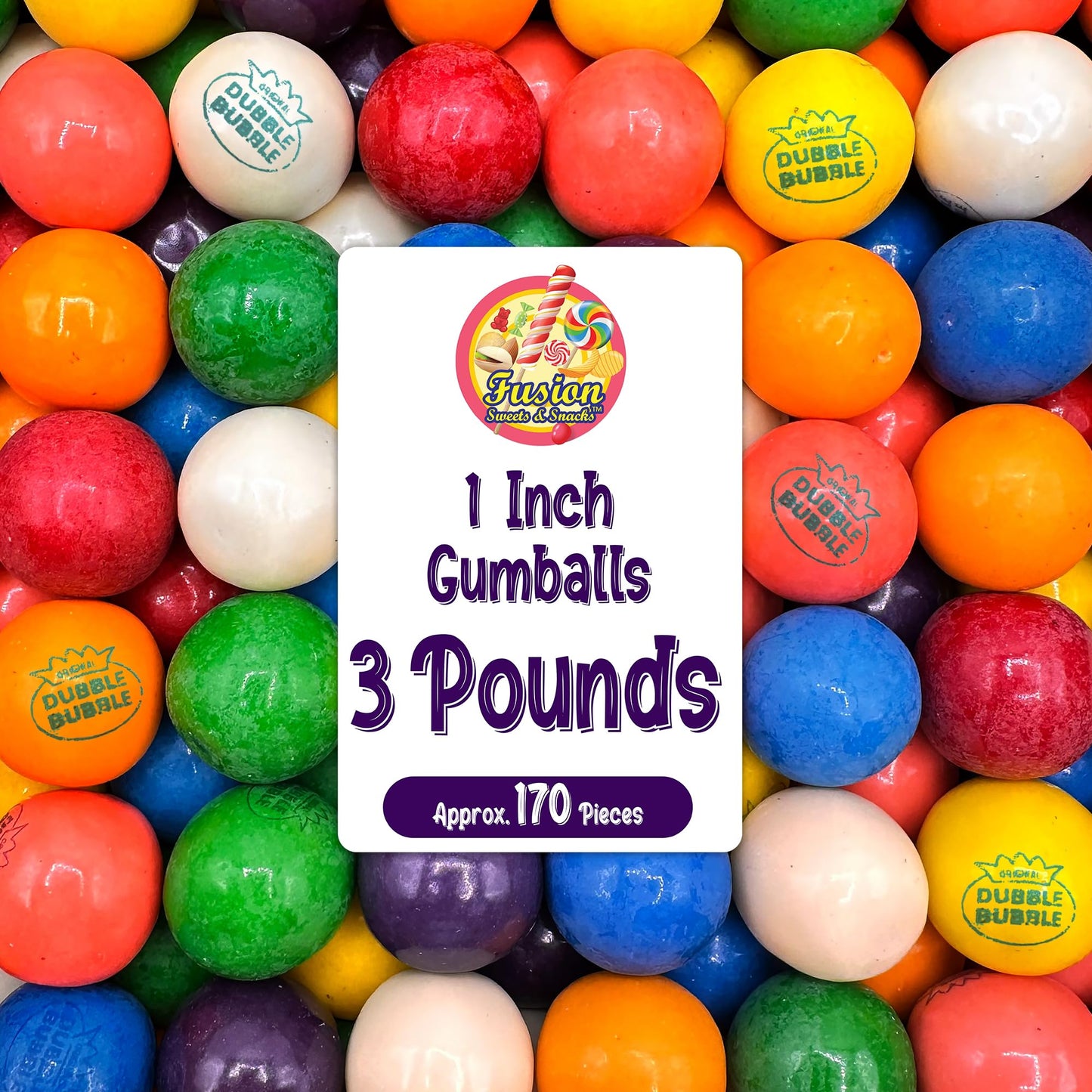 Gumballs 1 Inch - 3 Pound Bag - Gum Balls For Gumball Machine - Gumballs Bulk - Gum Ball Machine Refill - Assorted Fruit Flavor