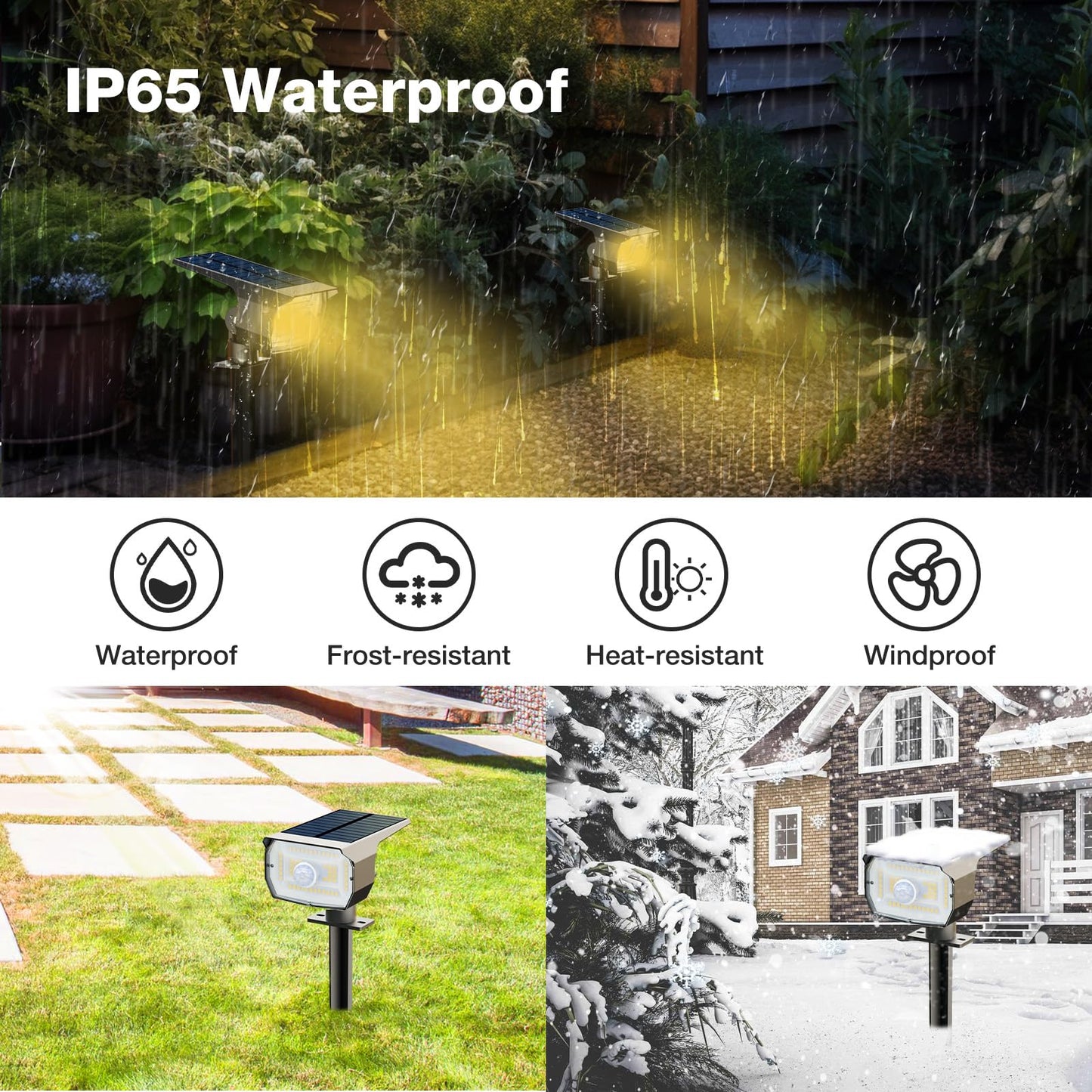 nipify Solar Spot Lights Outdoor 1 Pack, Waterproof Motion Sensor Landscape Lighting, Warm White
