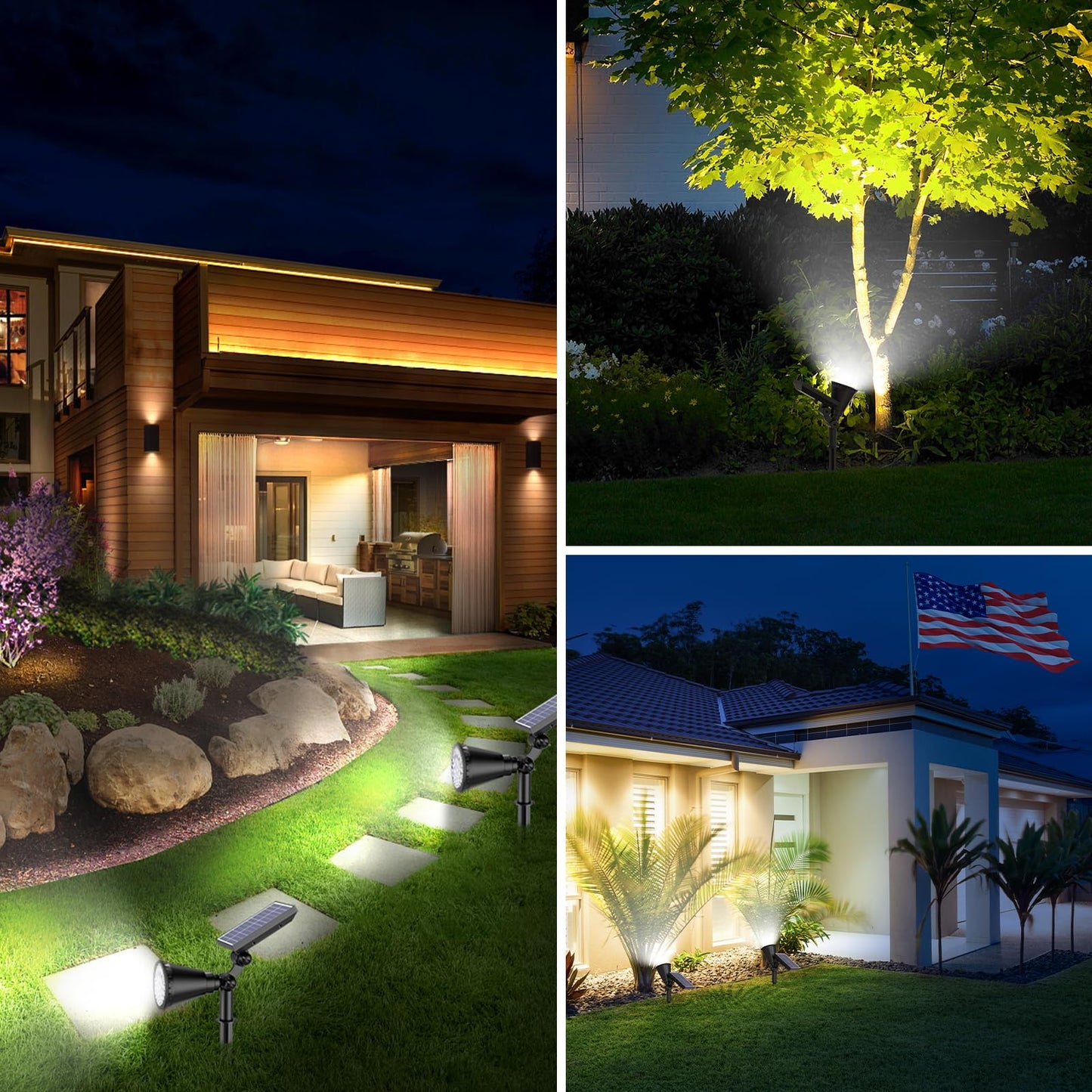 Apomao Solar Lights Outdoor Waterproof 36 Leds Adjustable Solar Spot Lights Outdoor 2-In-1 Solar Powered Spotlight Landscape Lighting For Tree Garden Yard Pathway- 3 Pack (Cool White)
