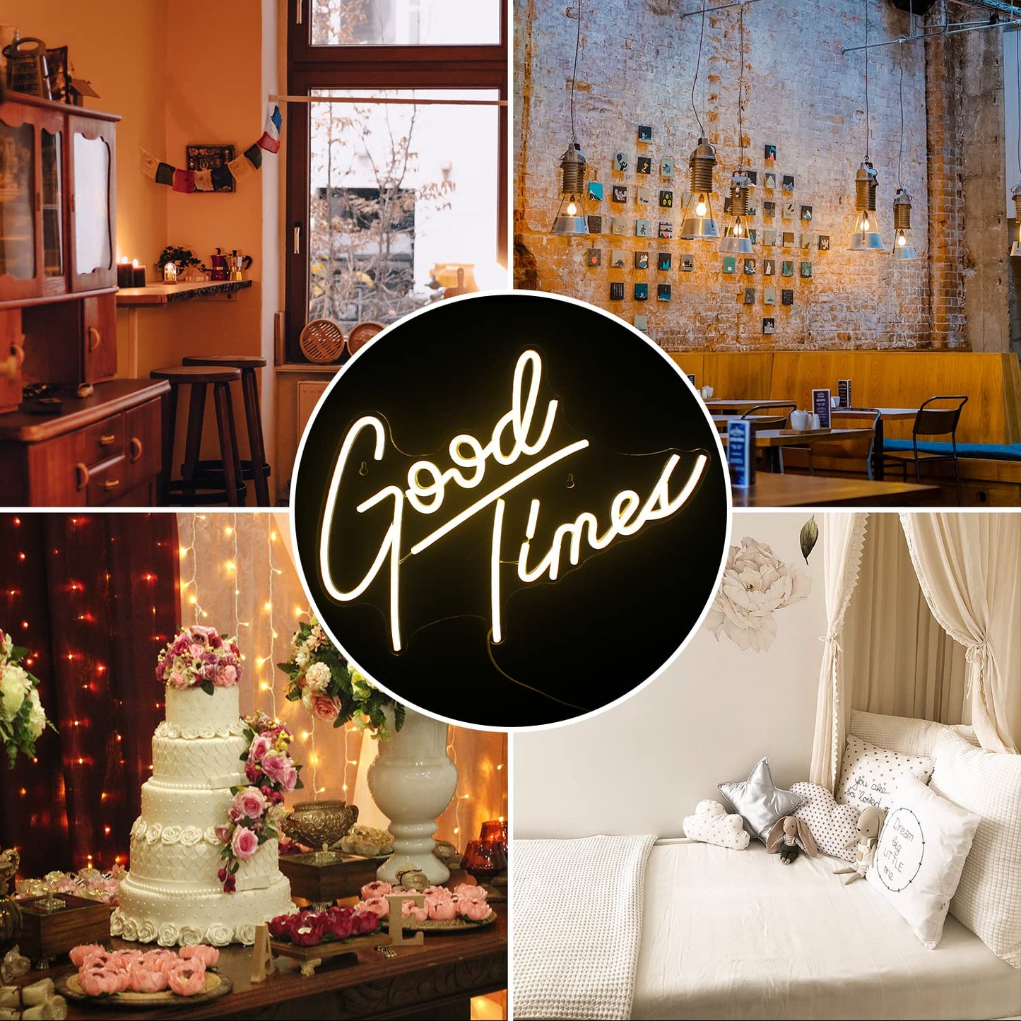 Looklight Neon Sign - Good Times Led Wall Decor, Acrylic, Usb, For Weddings & Parties, Bedroom & Game Room Lighting