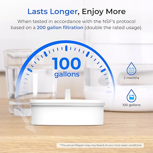 Waterdrop Glass Water Filter Pitcher with 1 Filter, Eco-friendly, with NSF 53&42&372 Certified Filter, 7-Cup, Reduces PFOA/PFOS, Chlorine, Cadmium, Copper, Mercury, BPA Free, Easy to Clean, White