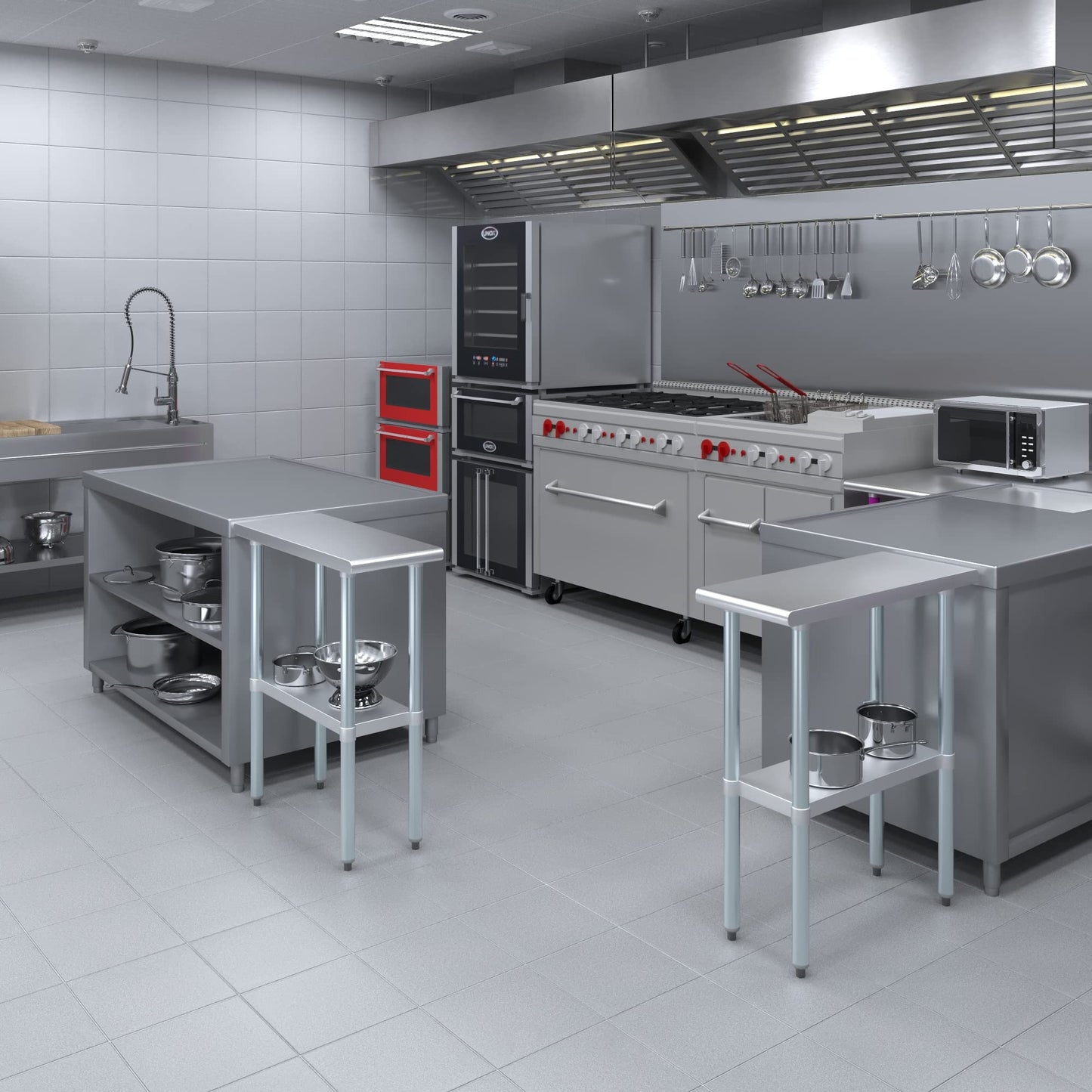 AmGood 30" X 12" Stainless Steel Work Table | Metal Kitchen Food Prep Table | NSF